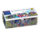 Officemate Organizer Value Pack, 520 Count of 70 Giant Paperclips, 270 of PVC Paperclips, 50 Mini Binderclips, 130 Pushpins, Met