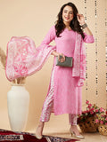 Anni Designer Women'S Cotton Blend Printed Straight Kurta With Pant & Dupatta (Dalaja Majenta-Nw_M_Magenta_Medium),Magenta,M,,,