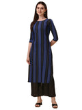 Wedani Women'S Cotton Round Neck Casual Wear Straight Kurta (Krt512) Blue,Blue,S