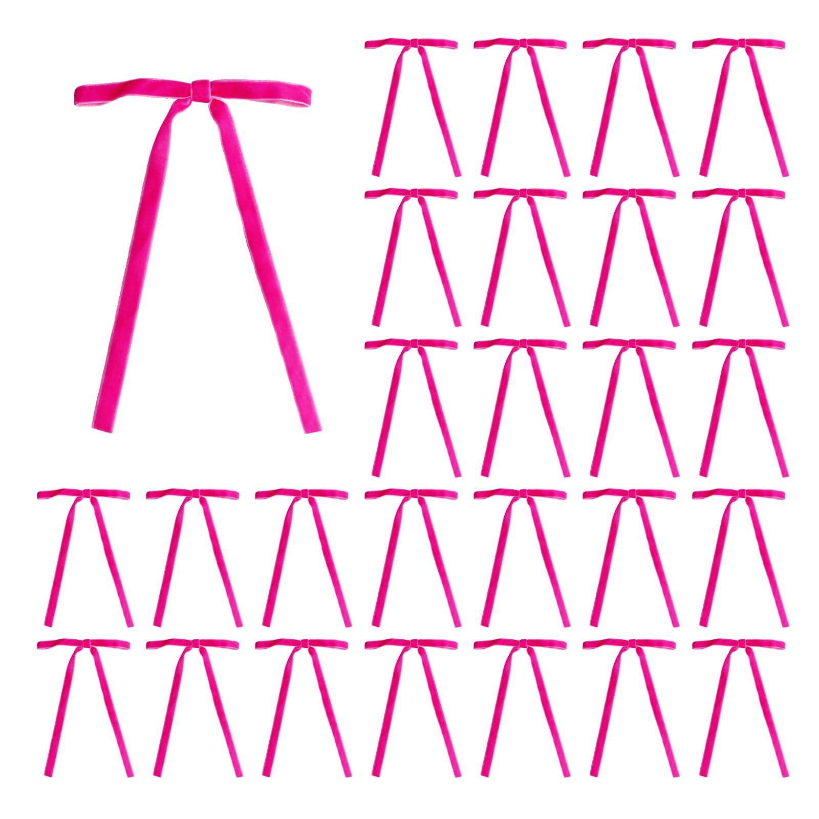 Meseey 30 Pcs Hot Pink Velvet Christmas Bows 5 x 7 Inch Rustic Vintage Wedding Velvet Ribbon Gift Bows for Tree Wreath Garland H