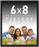 6x8 Frame Black Picture Frame - Complete Modern Photo Frame Includes UV Acrylic Shatter Guard Front, Acid Free Foam Backing Board, Hanging Hardware Wood Wall Frames for Family Photos - no Mat