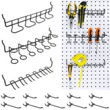 16 Pack Pegboard Utility Hooks, Peg Board Holders & Rack for Screwdriver Piler Multi Tool Accessories, Fit 1/4 & 1/8 Pegboards, 