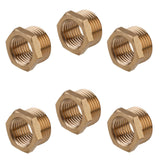 6pcs 3/8 Inch to 1/4 Inch NPT Female Reducer Hex Bushing, Brass Reducing Hex Bushing Heavy Duty Threaded Pipe Fitting Adapter fo