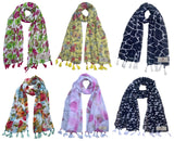 Fusfus WomenS Printed Chiffon Scarves And Stoles, Free Size(Multicolour, Fs2256) Pack Of 6 (Multicolor1)