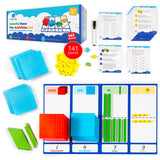 Simply magic 140+1 PCS Colorful Base Ten Blocks & Activities Set - Base Ten Blocks Classroom Set, Base 10 Math Manipulatives, Pl