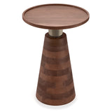 SIMPLIHOME Kramer SOLID ACACIA WOOD 16 inch Wide Round Modern Side Table in Cognac for the Living Room and Bedroom