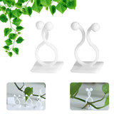 Serebrum 30Pcs Plant Wall Climbing Fixing Clips, Reusable Self Adhesive Plant Support Garden Twist Clips, Green And White