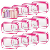 TISRATOK 12 PCS Clear Makeup Bag for Women with Zipper, TSA Approved Toiletry Pouch, Cosmetic Bag Bulk for Travel Organizer Esse