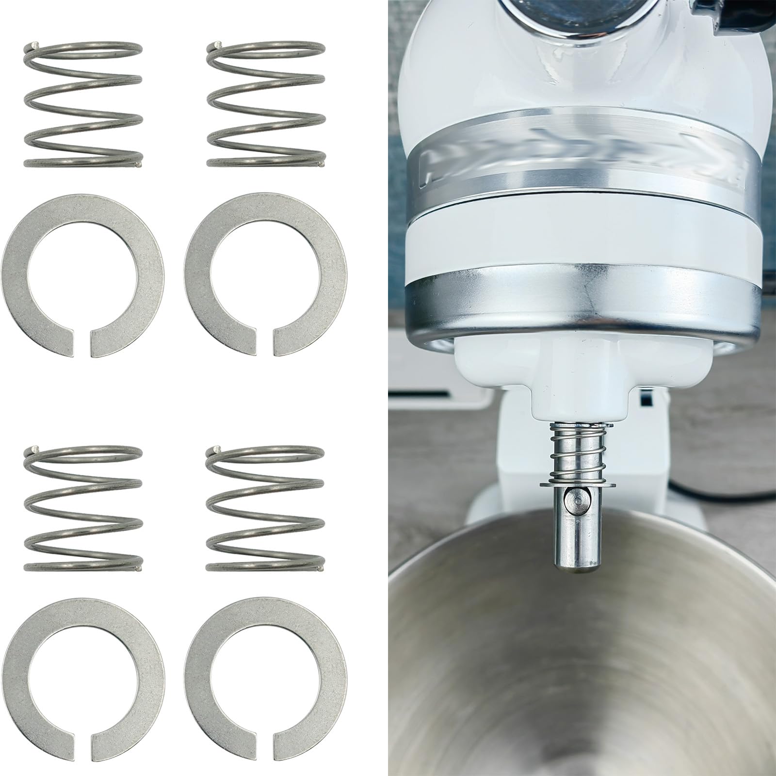 MITCHENIFY 4-Pack Stainless Steel Spring and Washer Kit Fit for Kitchenaid Stand Mixer, Quick Install Accessories and Upgrade Pa