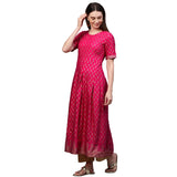 Anni Designer Women'S Rayon Printed Anarkali Kurta (Ninecolor Pink-Sty_Xxl_Pink_Xx-Large),Pink,2XL,Rayon,Anarkali,kurta