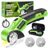 Cordless Electric Scissors Box Cutter 2 Rotary Blades - 4V Duty Rechargeable Cardboard Cutter, Storage Box & Fabric Scissor With