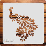 Kachi Pencil Peacock Craft Stencil for Art and Painting, Size 6 x 6 inch Reusable Stencil for Painting, Fabric, Glass, Wall Pain