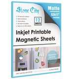 Stone City Printable Magnetic Sheets 8.5x11 Inch, 12 Sheets Matte Magnet Paper Sheet for Inkjet Printer, Flexible Magnetic Print