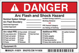Brady 145974 Arc Flash Labels, Adhesive, Vinyl, 4 x 6 x 0.004, Black/Red On White (Pack of 5)
