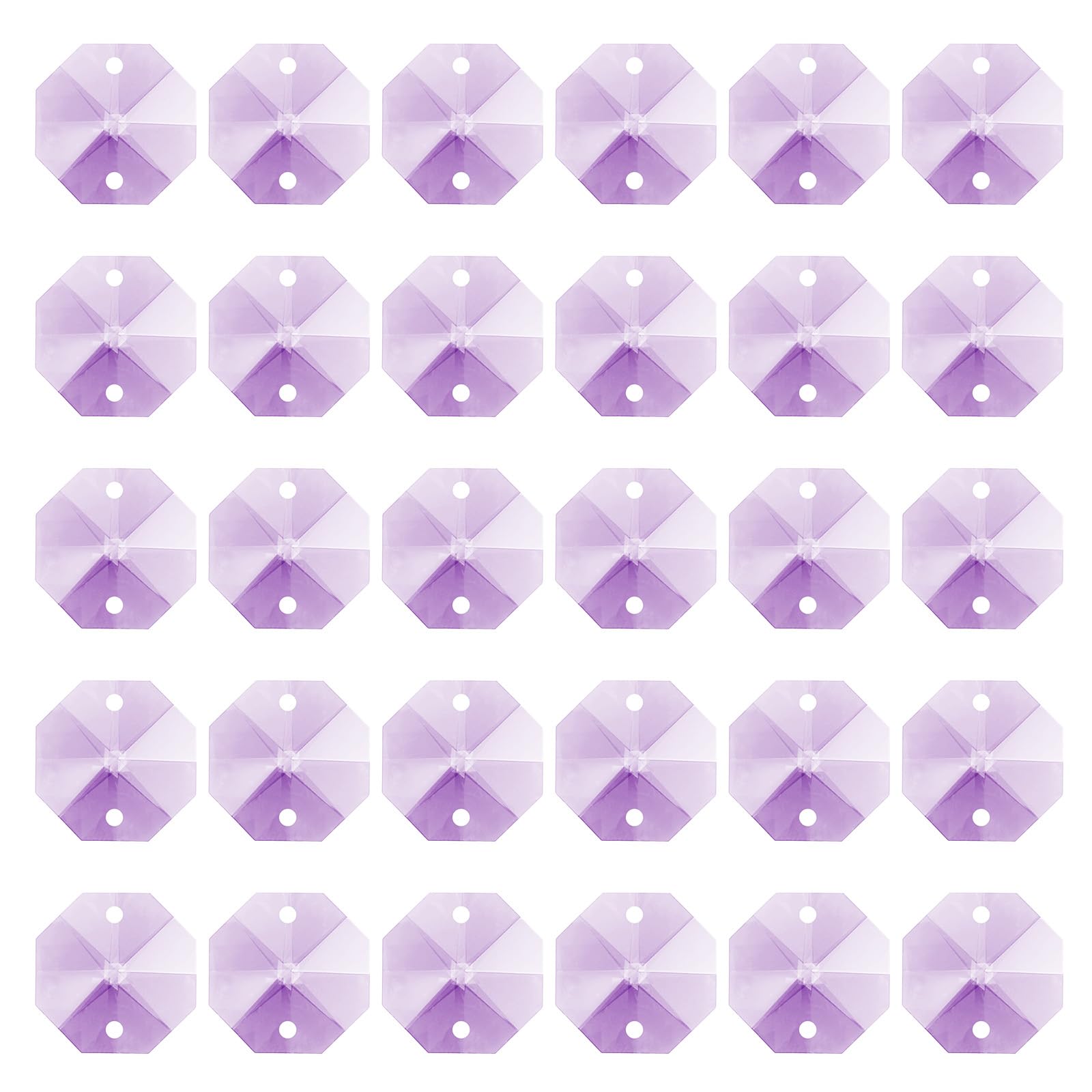 PATIKIL K9 Crystal Octagon Beads 2 Holes Pendants, 60 Pack 14mm Chandelier Prisms Parts Ornaments Hanging Beads for DIY Arts Cra