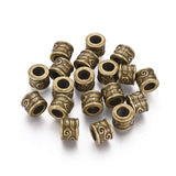 Fashewelry 50Pcs Antique Bronze European Column Spacer Beads Tibetan Large Hole Metal Beads 8.5x7mm for Leather Macrame Jewelry 