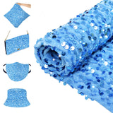 FOTSHARER Sequin Fabric by The Yard Baby Blue Glitter Fabric Velvet for Sewing Handcraft 1 Yard Mesh Fabric with Sequins Sparkle