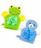 2PCS Loofah, Loofah for Bathing, Green Frog and Blue Bear Design, Generates Rich Foam for Thorough Cleansing, Suitable for Bathi