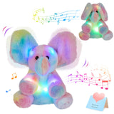 Glow Guards 12'' Light up Peek-a-Boo Elephant Stuffed Animal Musical Rainbow Elephant Singing Stuffed Animal Electric Interactiv
