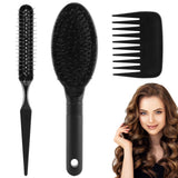 3Pcs Wig Brush Comb Set,Loop WigBrush,Professional Hair Extension Brush,Wide-Tooth and Edge Combs,for Human Wigs and Synthetic E