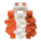 Pretty Jolly Orange and White Chiffon Ribbon for Gift Wrapping 3 Rolls 2 Inch x 7Yd Silk Ribbons Handmade Fringe Fabric Ribbon f