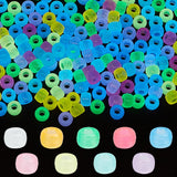 SUNNYCLUE 9 Colors Pony Beads 6x9mm Glow in The Dark Beads Bulk Pink Blue White Purple Opaque Luminous Light Weight Plastic Hair