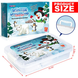 Winter Wonderland Snow Sand Playset, Creativity Toy Sensory Bin with Arctic Animal Figures, 2 Lbs of Sand and Snowman Molds for