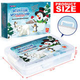 Winter Wonderland Snow Sand Playset, Creativity Toy Sensory Bin with Arctic Animal Figures, 2 Lbs of Sand and Snowman Molds for