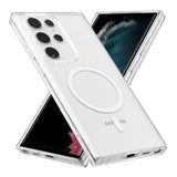 RALEAVO for Samsung Galaxy S22 Ultra Case Clear Magnetic Phone Case [Compatible with MagSafe] Slim Transparent Acrylic Hard Back