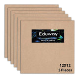 Eduway 12X12 Inch Mdf Board Wood Sheet For Mandala , Lippan, Resin Art & Craft, 4Mm Thick, Pack Of 5 - Premium Cardboard Materia
