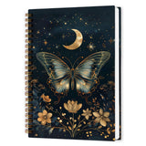 nvucamd Gothic Celestial Butterfly Spiral Notebook, Witchy Moth Floral Journaling Notebooks for Women, Vintage Butterfly Moon Jo
