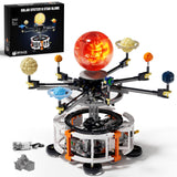 Dual-Mode Spinning Solar System Space Building Kit, STEM Model with Rotating Planets, Light-up Sun and Astronomy Educational Toy