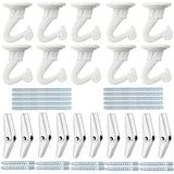 10 Sets Ceiling Hooks - Heavy Duty Swag Hook with Hardware for Hanging Plants Ceiling Installation Cavity Wall Fixing White