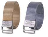 Zacharias MenS Canvas Nylon Army Belt Dd02 (Beige & Grey_Free Size) (Combo Pack Of 2)