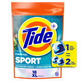 Tide Power Pods Sport Laundry Detergent Pacs, 18 Count, Advanced Sweat + Stain Fighter