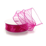 Ribbon Traditions 1.5 Wired Sheer Organza Ribbon Fuchsia 10 Yards