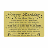 DEGASKEN Birthday Decorations for Boys - Birthday Gifts for Son from Parents, Happy Birthday Card to Son, Personalized Brass Eng