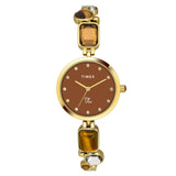 Timex Fria Analog Watch For Women With Brown Round Dial & Gold Brass Bracelet Band Water Resistant Women'S Wrist Watches - Twel1