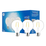 GE Refresh LED Light Bulbs, 40 Watt, Daylight, G25 Globe Bulbs, Clear, Medium Base (3 Pack)