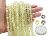 ZHFMLY 450pcs Yellow Crackle Glass Beads Handcrafted Round Lampwork Smooth Loose Beads for Bracelet & DIY Jewelry Making 8mm