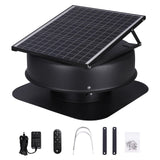 VEVOR Solar Attic Fan, 40 W, 1230 CFM Large Air Flow Solar Roof Vent Fan, Low Noise and Weatherproof with 110V Smart Adapter, Id