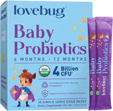 LOVEBUG Award Winning USDA Organic Probiotic for Babies | Multi-Strain 4 Billion CFU | Easy-to-Take Powder | Sugar Free | Ages 6