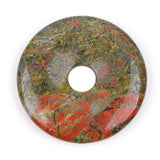 GEM-Inside 40mm Green Unakite Jasper Stone Circle Donuts Beads for Pendant Jewelry Making Power Energy Chakra Massage GuaSha Scr