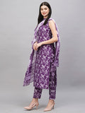 Gosriki Women'S Rayon Blend Straight Printed Kurta With Pant & Dupatta (Ball-Purple-Rms-Gs_M_Purple_Medium),Purple,,B0CT3LVD8N