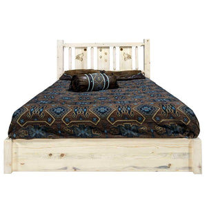 Montana Woodworks Wolf Design Laser Engraved Platform Bed In Clear Lacquer Finish (Twin: 83 In. L X 46 In. W X 47 In. H (252 Lbs