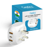 Ceptics India, Pakistan Travel Adapter - 5 Input with QC 3.1A Dual USB and USB-C - Ultra Compact - Light Weight - USA to Any Typ