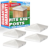GreenLighting 6x6 Aluminum Pyramid Post Cap Cover (White 4 Pack) Fits 6x6 Nominal Wood (True 5.5 x 5.5) Powder Coated Matte Outd