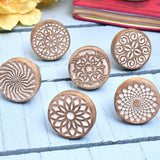 Indian Shelf 24-Piece Wooden Cabinet Knobs and Pulls - Boho Style Drawer Knobs and Pulls - Round and Floral Designs