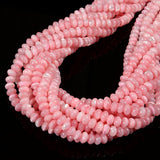 JM Design 4x6mm Pink Mother of Pearl MOP Shell Smooth Rondelle Bracelet Beads for Jewelry Making Crafts