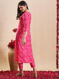 Gosriki Women'S Rayon Blend Straight Printed Kurta With Pant (Moore Pink-Gs_Xl_Pink_X-Large),Pink,,B0DG2ZZX98